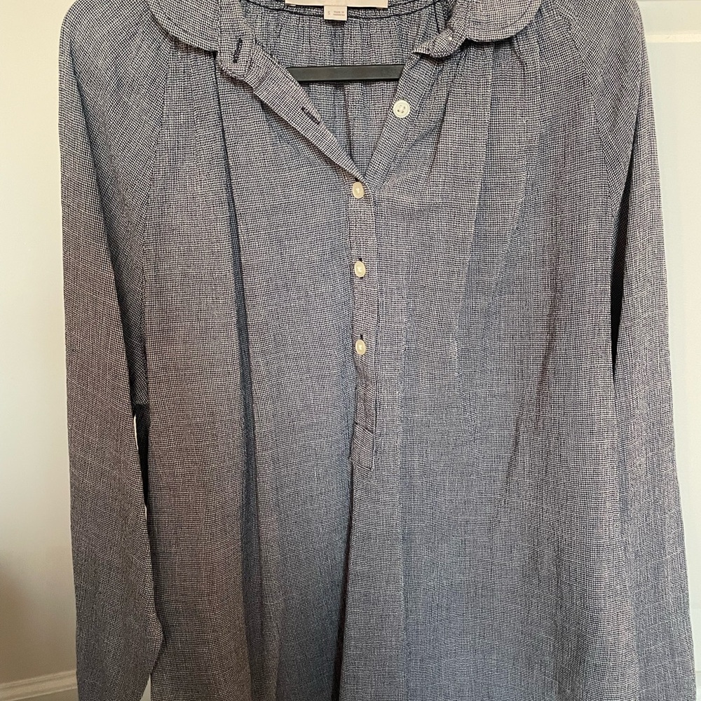 Blue Button-Up Blouse